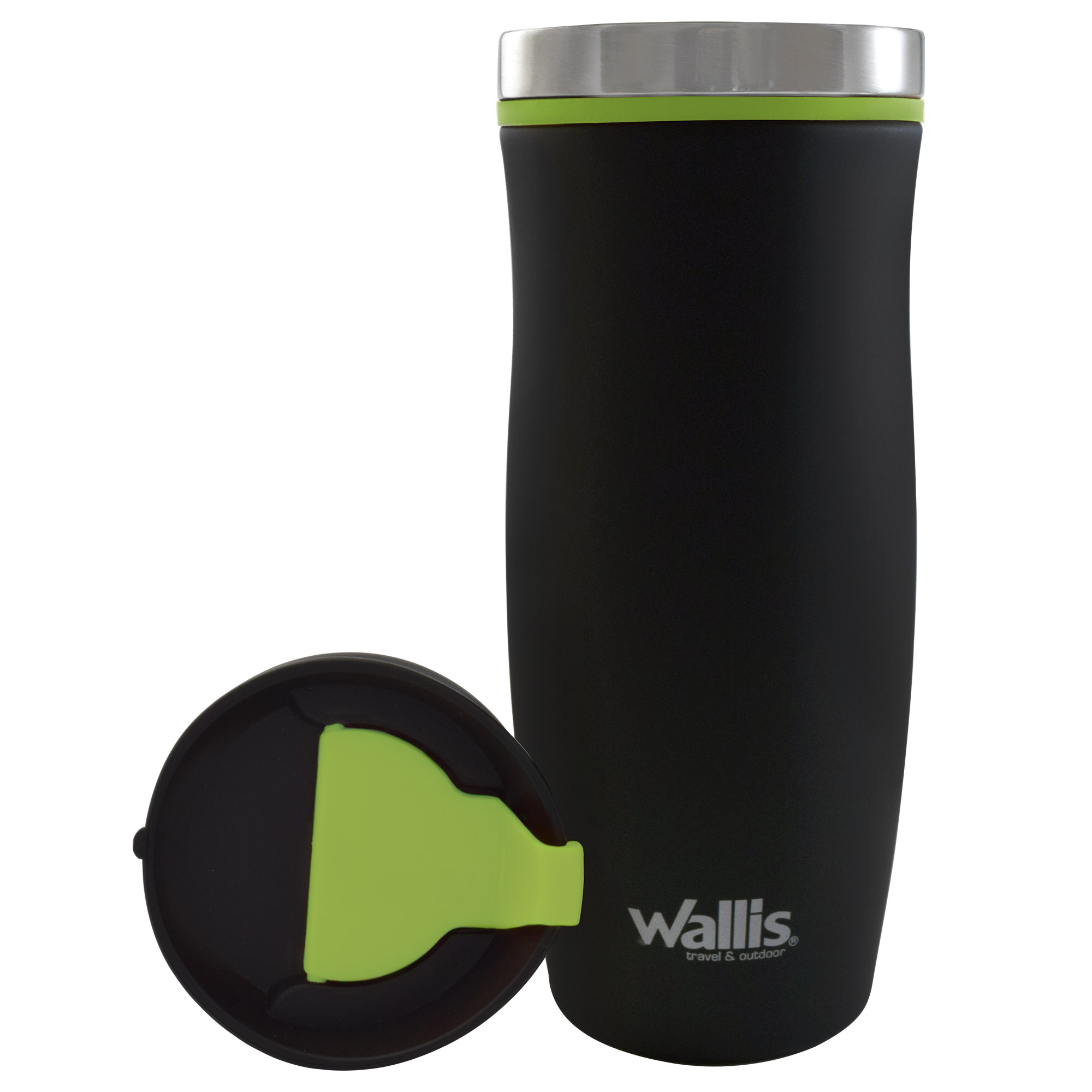 Foto 3 pulgar | Vaso Wallis Térmico con Protector Antiderrames y Tapa Rosca 450 ml color Negro y Verde