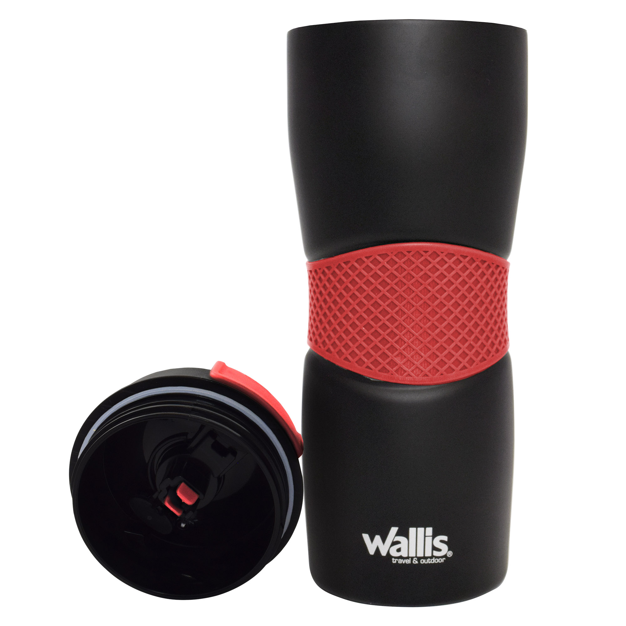 Foto 2 | Vaso Térmico Wallis con Goma Antideslizante y Tapa Rosca 470 ml color Negro y Rojo