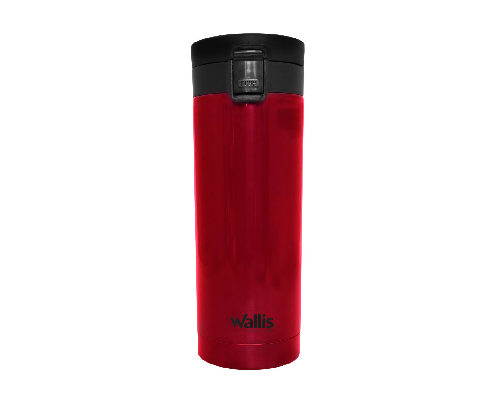 Termo Wallis con Botón de Seguridad Antiderrames 500 ml color Rojo Metálico