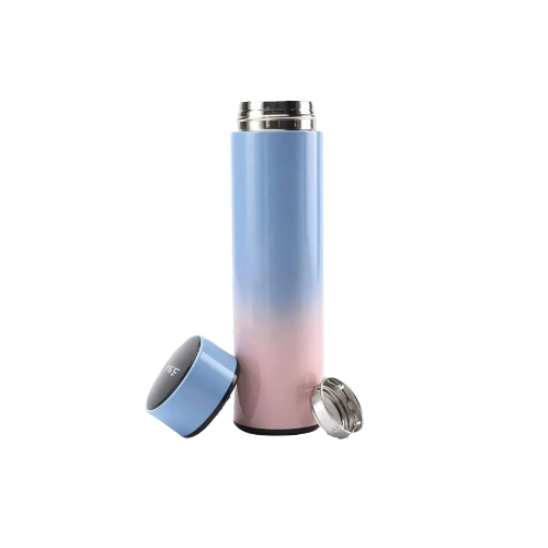 Termo Digital de Acero Inoxidable Frío y Caliente de 17 Oz color Rosa con Azul