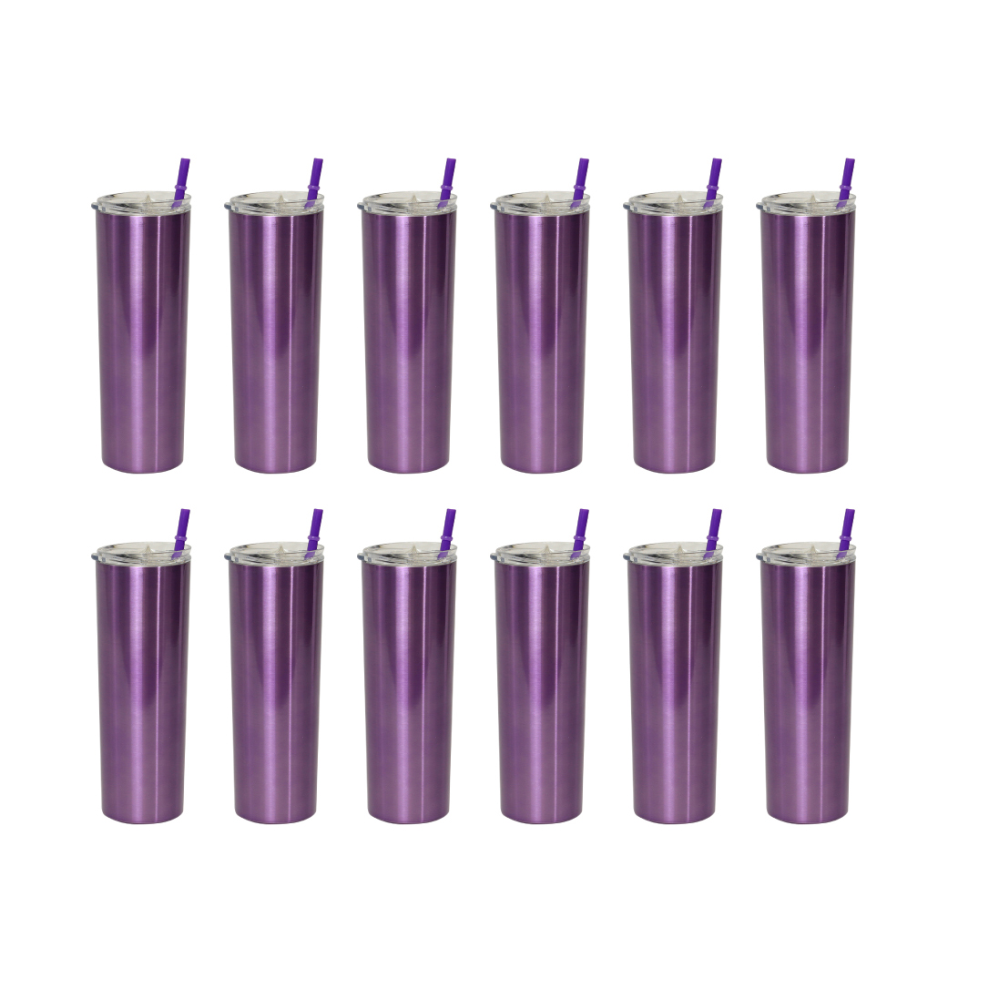 Paquete 12 Termos Vaso Iliosinnova color Púrpura para Bebidas de Acero Inoxidable Doble Pared