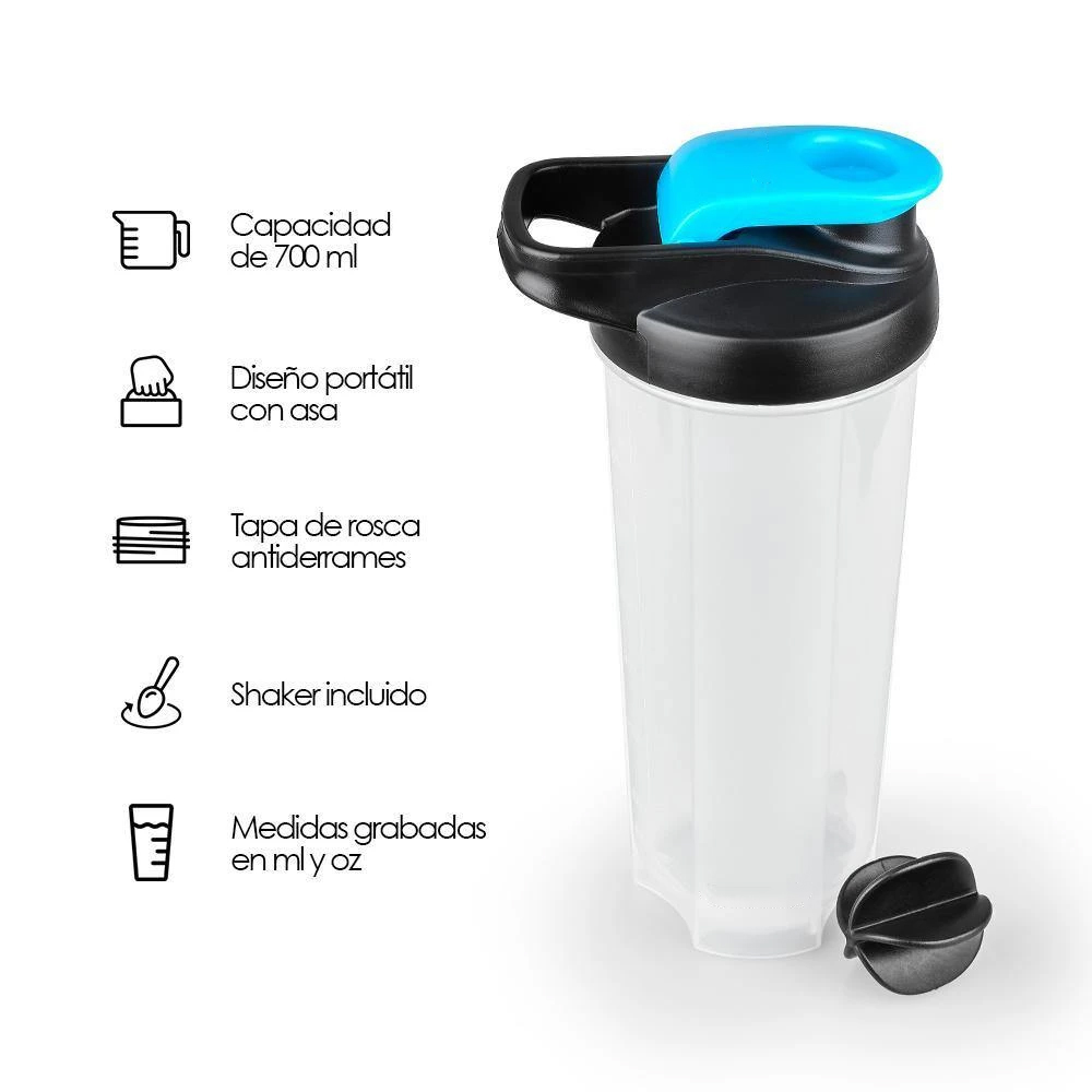 Foto 3 pulgar | Vaso Agitador Hermético para Proteína y Bebidas 700 ml - Tapa Bicolor