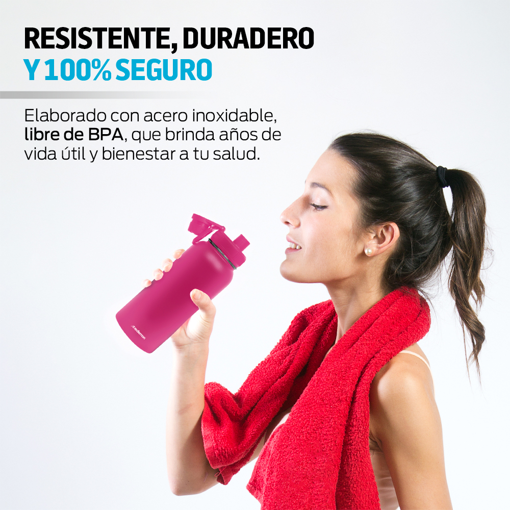 Foto 6 pulgar | Termo Acero Inoxidable para Agua Fría o Caliente 940 ml Redlemon color Rosa