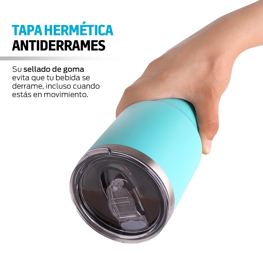 Foto 5 | Termo y Vaso Térmico de Acero Inoxidable 2 Popotes 800 Ml Redlemon. Aqua