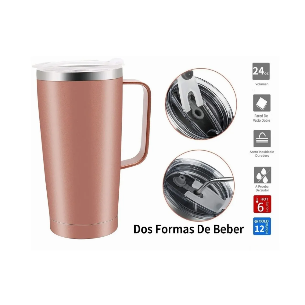 Foto 4 pulgar | Termo Portátil con Calor y Frío de 24oz color Oro Rosa