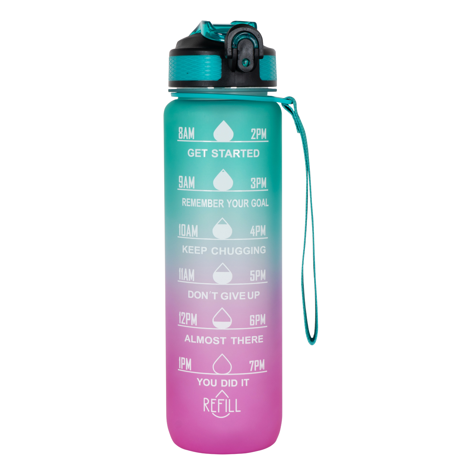 Foto 2 pulgar | Botella De Plástico Para Agua Color Celeste Rosa De 1 Litro