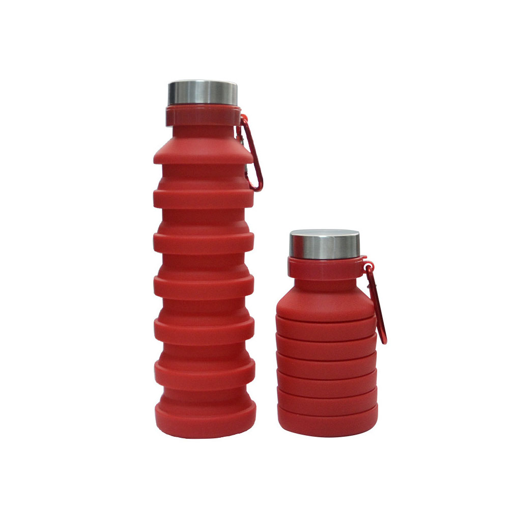 Termo De Silicón Plegable Con Tapa De Acero Inoxidable 550ml Rojo