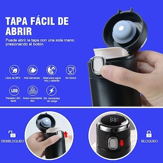 Foto 2 | Termo Digital De Acero Inoxidable 400ml Eo Safe Imports Esi-584 Negro