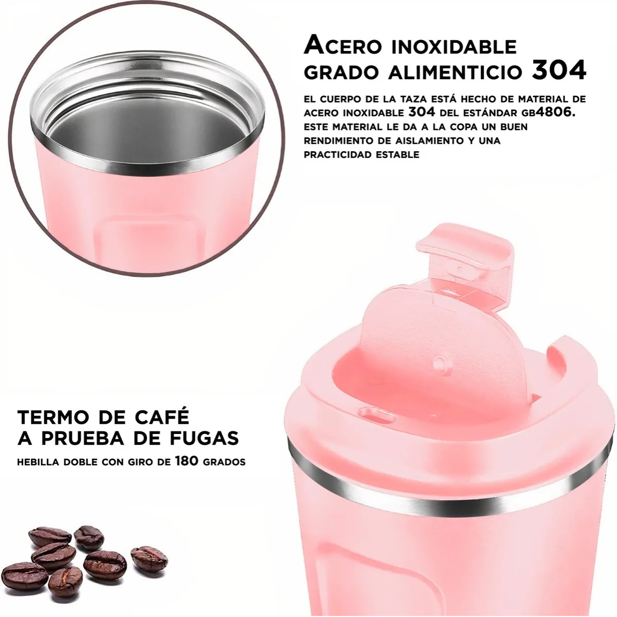 Foto 4 pulgar | Termo con Tapa Acero Inoxidable Eo Safe Imports Esi-3263 color Rosa