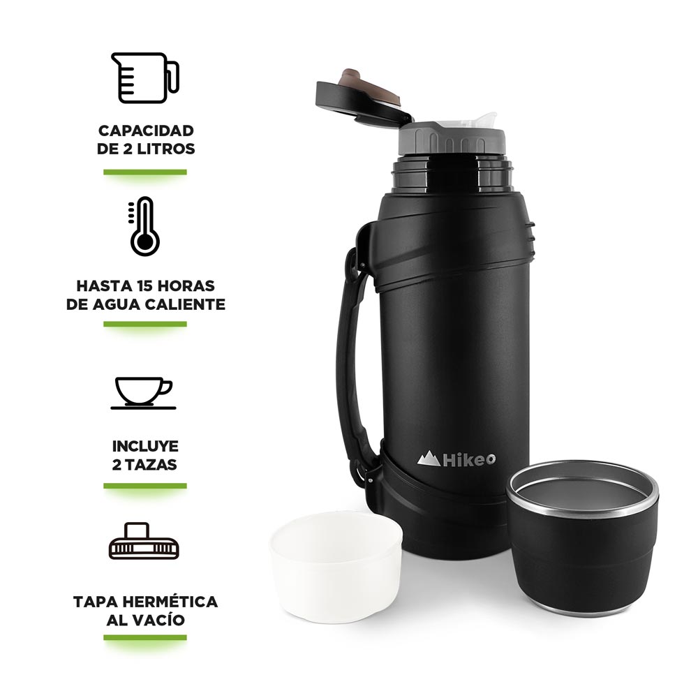 Foto 2 | Termo Hikeo 83240-BL color Negro de Acero Inoxidable XL 2 L Doble Pared de Aislamiento