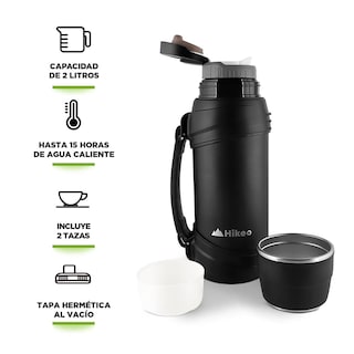 Foto 2 | Termo Hikeo 83240-BL color Negro de Acero Inoxidable XL 2 L Doble Pared de Aislamiento