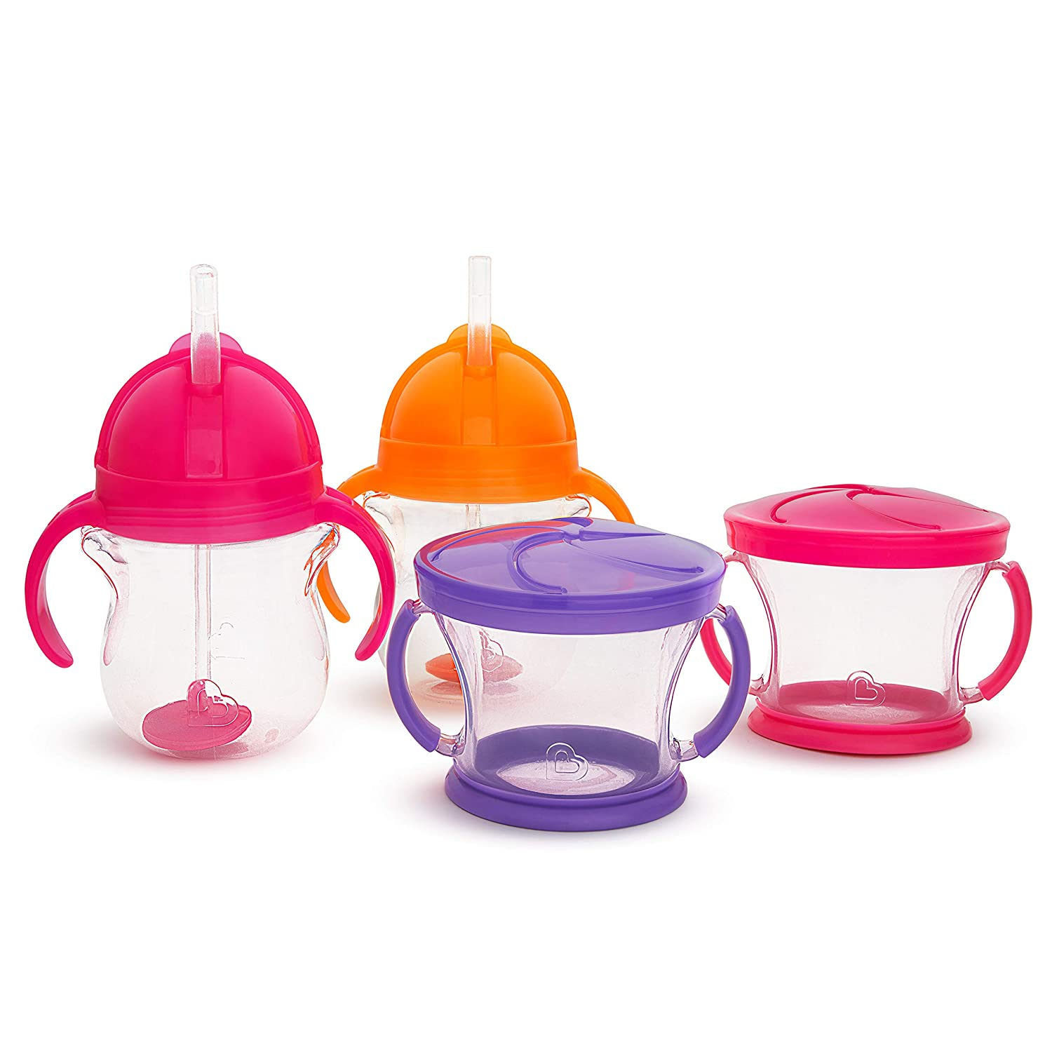 Foto 2 pulgar | Venta Internacional - Munchkin Happy Snacker Snack Catcher & Amp, Sippy Cup Set, 4 Paquete, Rosa/púrpura/naranja