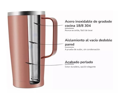Foto 2 | Termo de Acero Inoxidable Belug color Rosa
