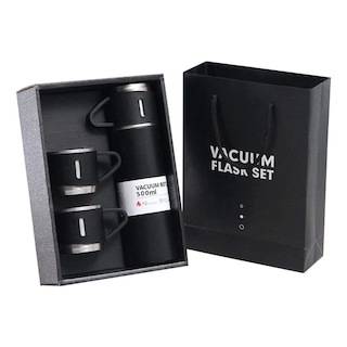 Foto 1 | Termo de Acero Inoxidable Negro con 2 Tazas Frío/Caliente 500 ml