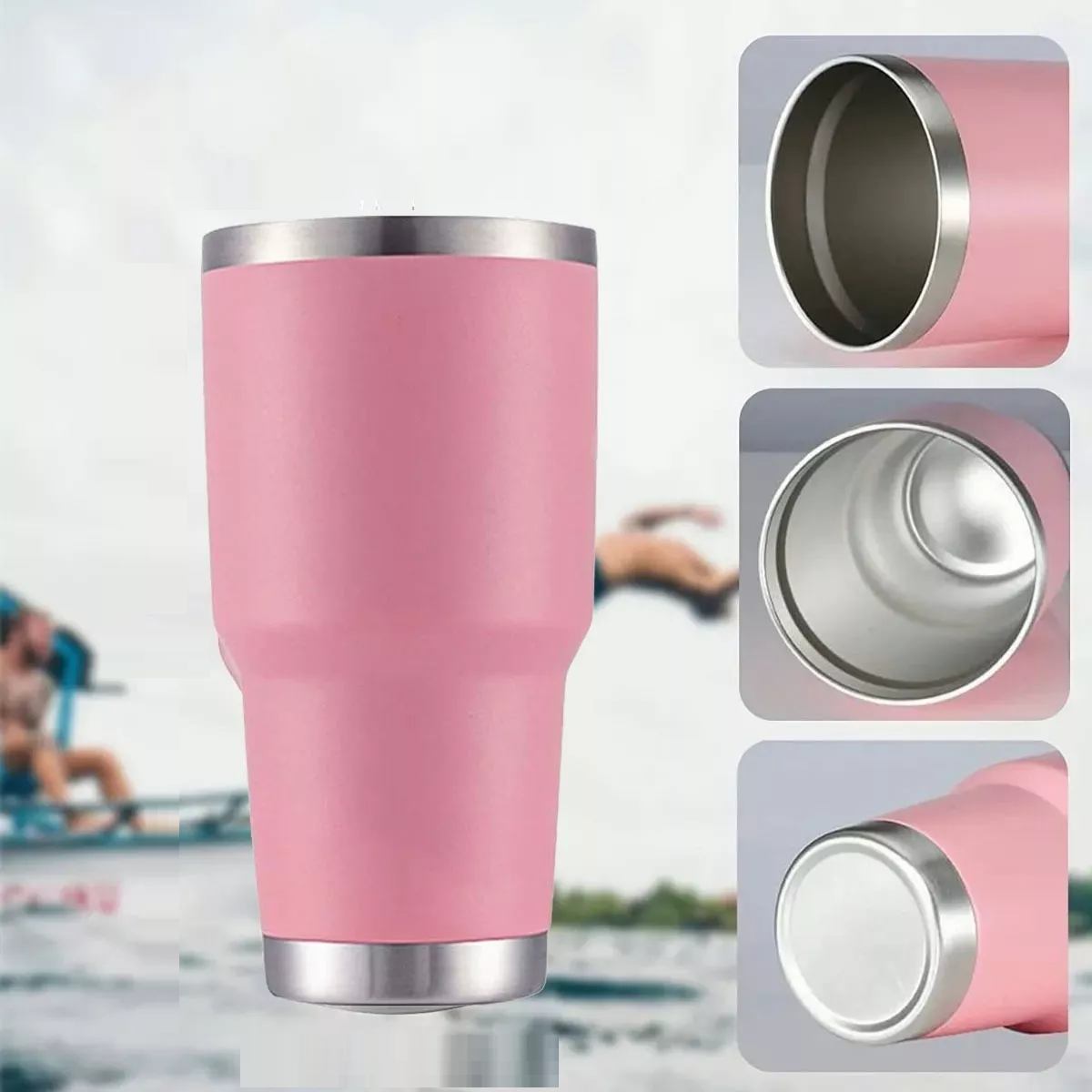 Foto 4 pulgar | Vaso Termo Portátil de Acero Inoxidable 30 OZ Eo Safe Imports Esi-5842 color Rosa