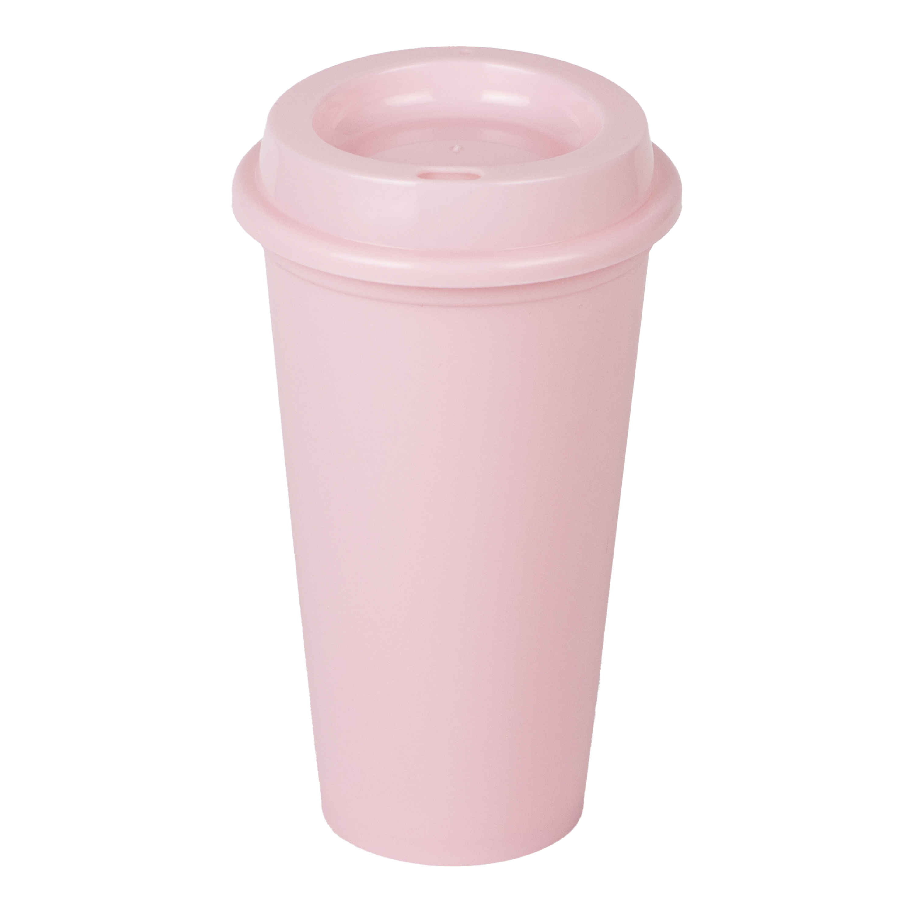 Vaso Para Café Con Tapa | Atmos Homeware | Vaso Cafetero De Plástico De 16 Oz. | Paquete De 50 Vasos Color Rosa Pastel