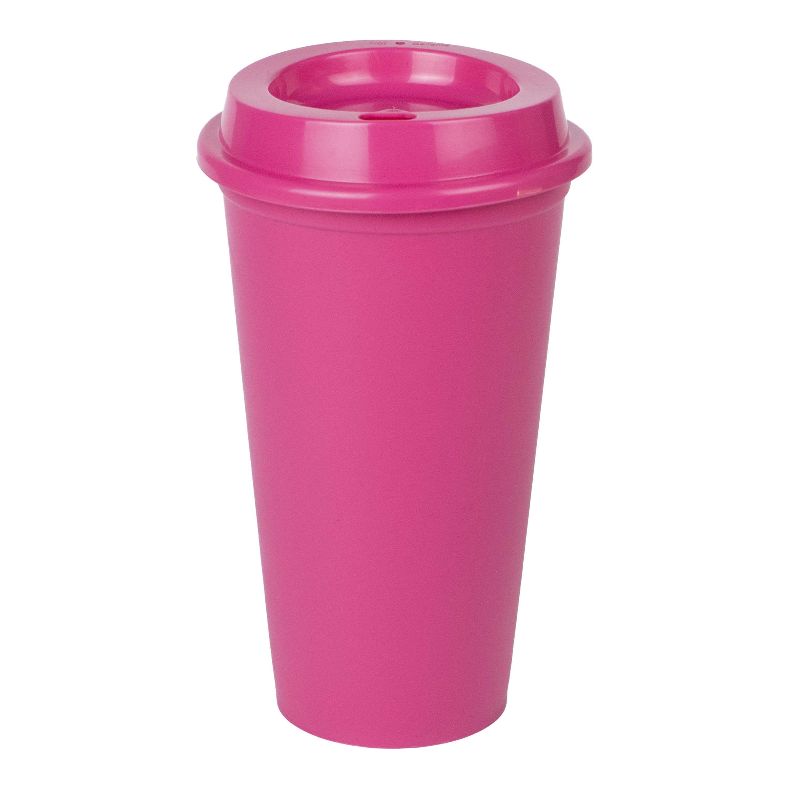 Vaso Para Café Con Tapa | Atmos Homeware | Vaso Cafetero De Plástico De 16 Oz. | Paquete De 10 Vasos Color Fucsia