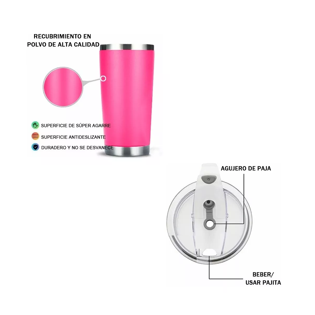 Foto 3 pulgar | Vaso Térmico Portátil de Acero Inoxidable 20oz Eo Safe Imports Esi-6824 color Rosa