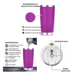 Foto 2 | Vaso Térmico Portátil de Acero Inoxidable 20oz Eo Safe Imports Esi-6832 color Púrpura