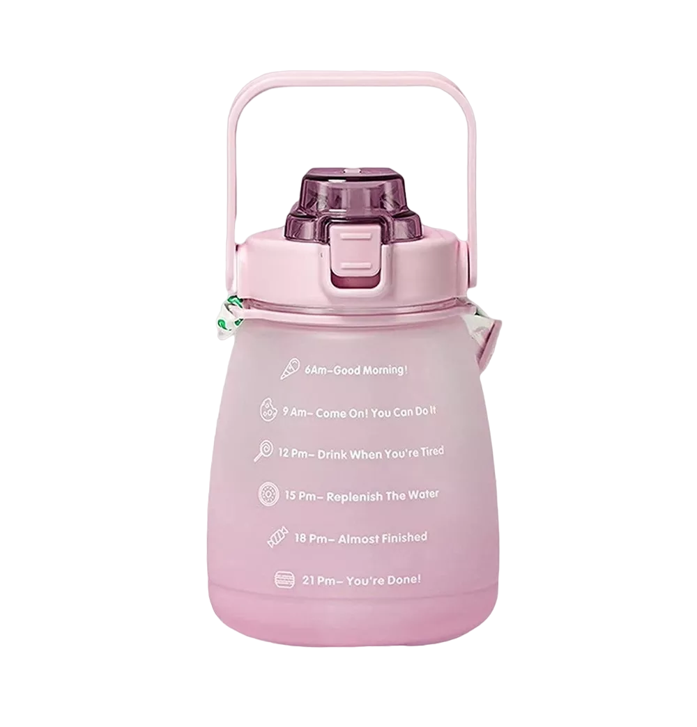 Botella Para Agua Deportiva Medio Galón Multicolor 1300 Ml Rosa