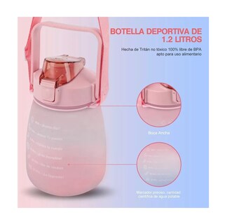Foto 2 | Botella Para Agua Deportiva Medio Galón Multicolor 1300 Ml Rosa