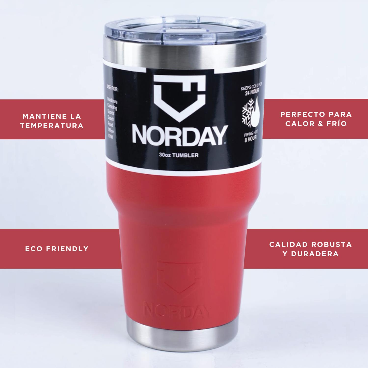 Foto 3 pulgar | Vaso de Acero Inoxidable NORDAY 30TBLACK color Rojo Termo Tumbler 30 OZ Mantiene Temp 8 a 24 HRS Super Resistente