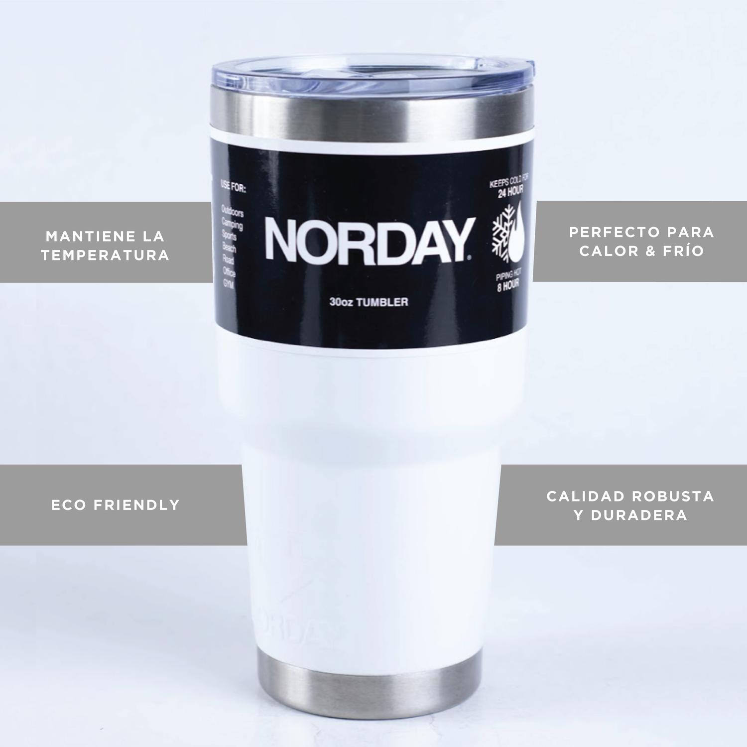 Foto 4 pulgar | Vaso de Acero Inoxidable NORDAY 30TBLACK color Blanco Termo Tumbler 30 OZ Mantiene Temp 8 a 24 HRS Super Resistente