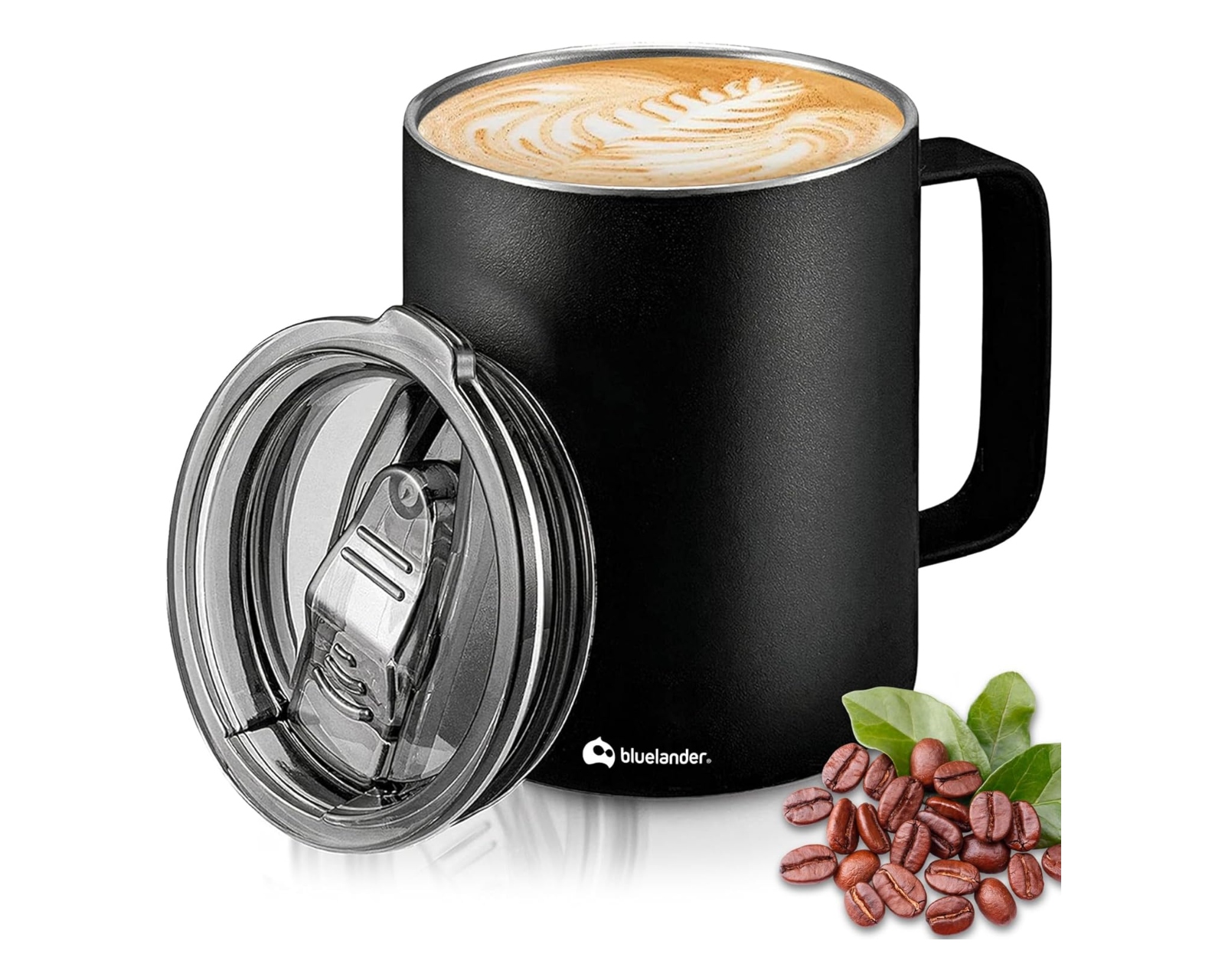 Termo Taza para Café Bluelander ADPN-HS58 color Negro de 350 ML de Acero Inoxidable con Tapa