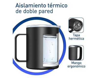 Foto 4 | Termo Taza para Café Bluelander ADPN-HS58 color Negro de 350 ML de Acero Inoxidable con Tapa