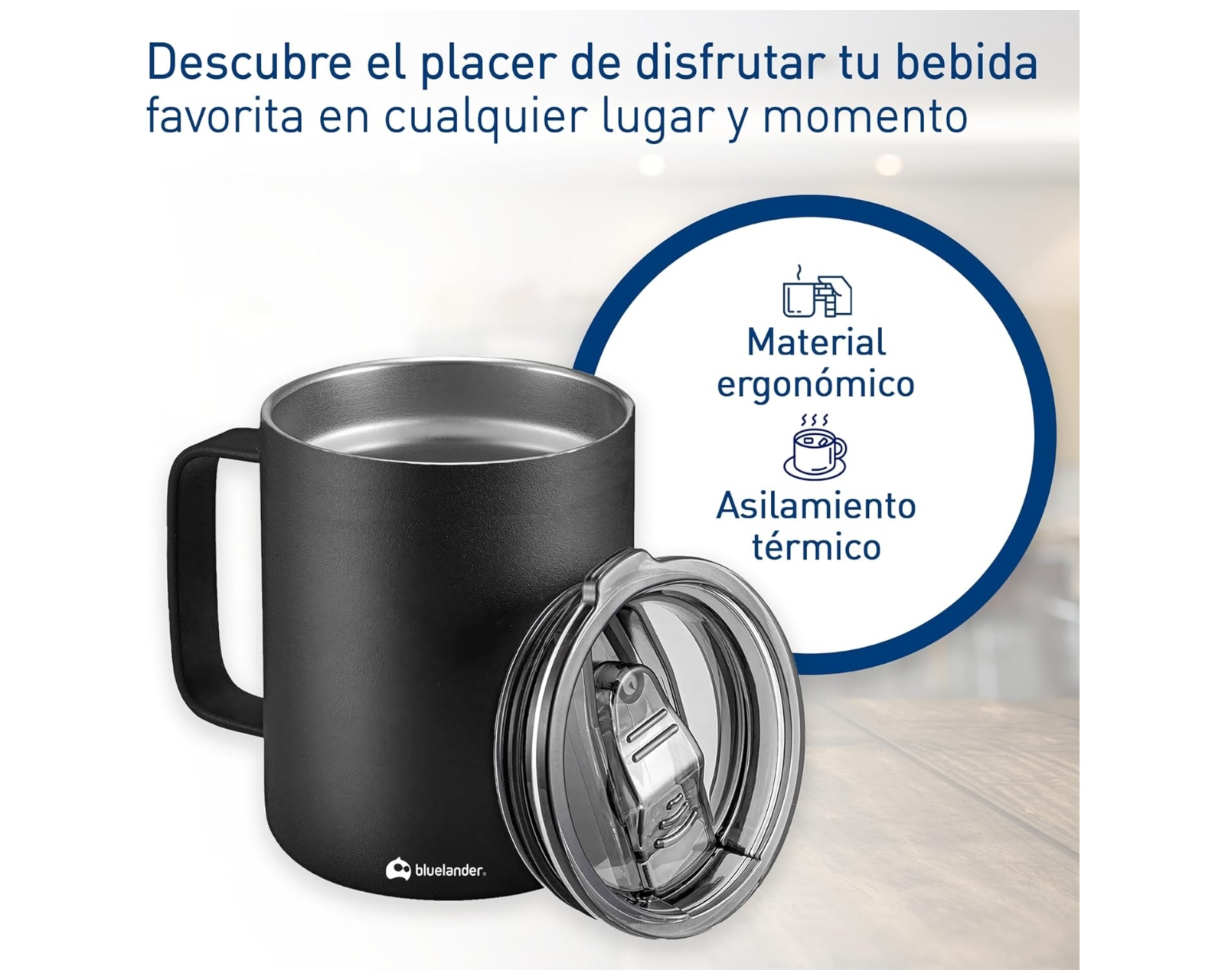 Foto 7 pulgar | Termo Taza para Café Bluelander ADPN-HS58 color Negro de 350 ML de Acero Inoxidable con Tapa