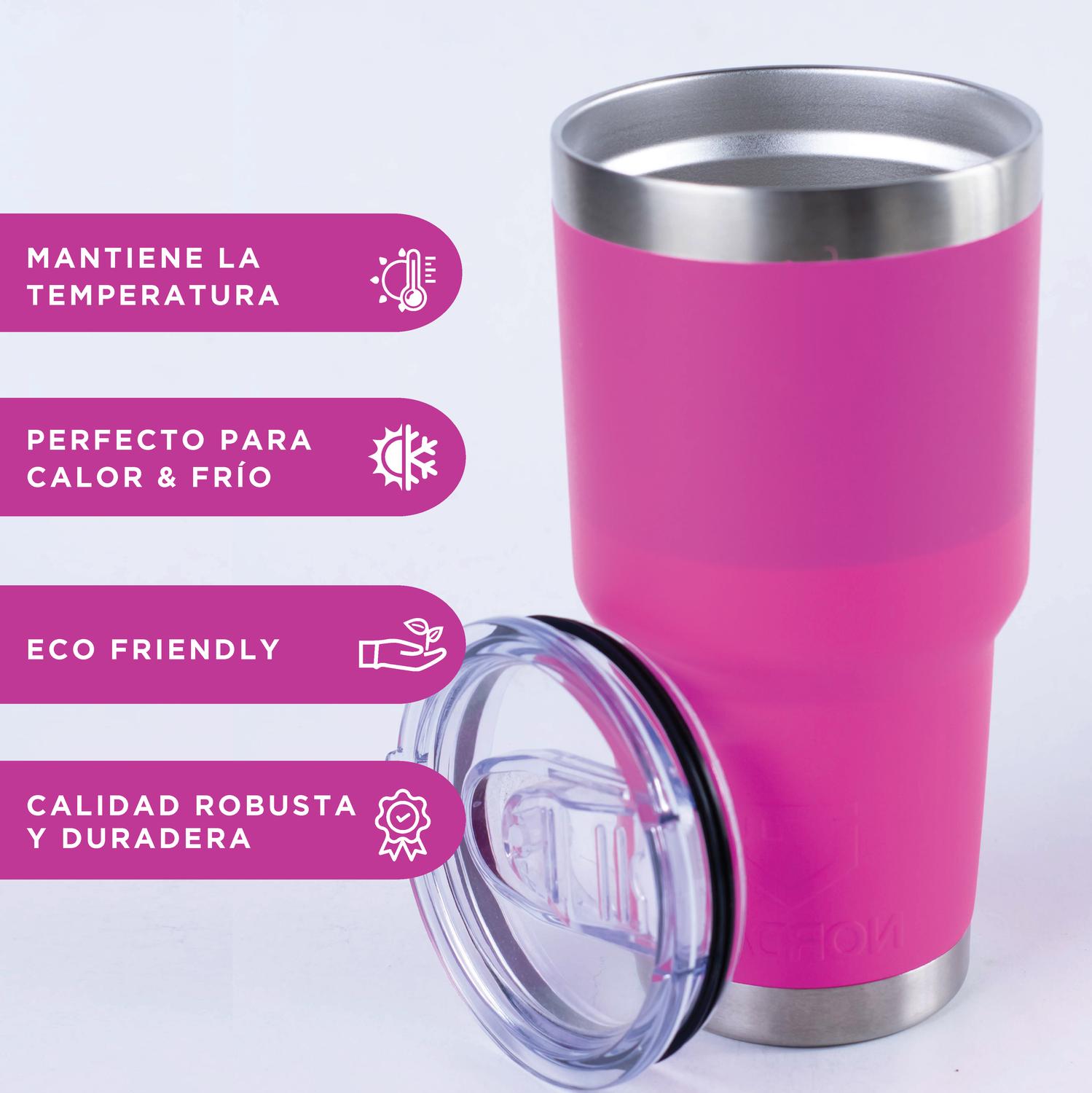 Foto 4 pulgar | Vaso de Acero Inoxidable NORDAY 30TBLACK color Rosa Termo Tumbler 30 OZ Mantiene Temp 8 a 24 HRS Super Resistente