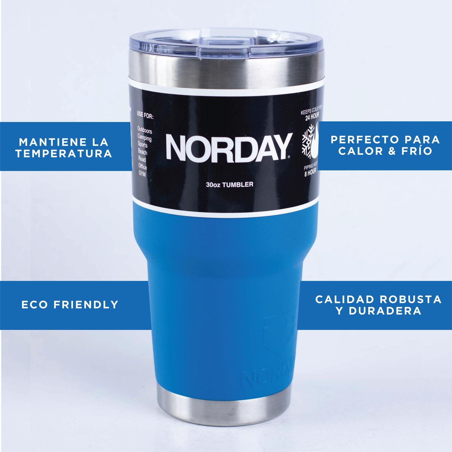 Foto 4 pulgar | Vaso de Acero Inoxidable NORDAY 30TBLACK color Azul Termo Tumbler 30 OZ Mantiene Temp 8 a 24 HRS Super Resistente