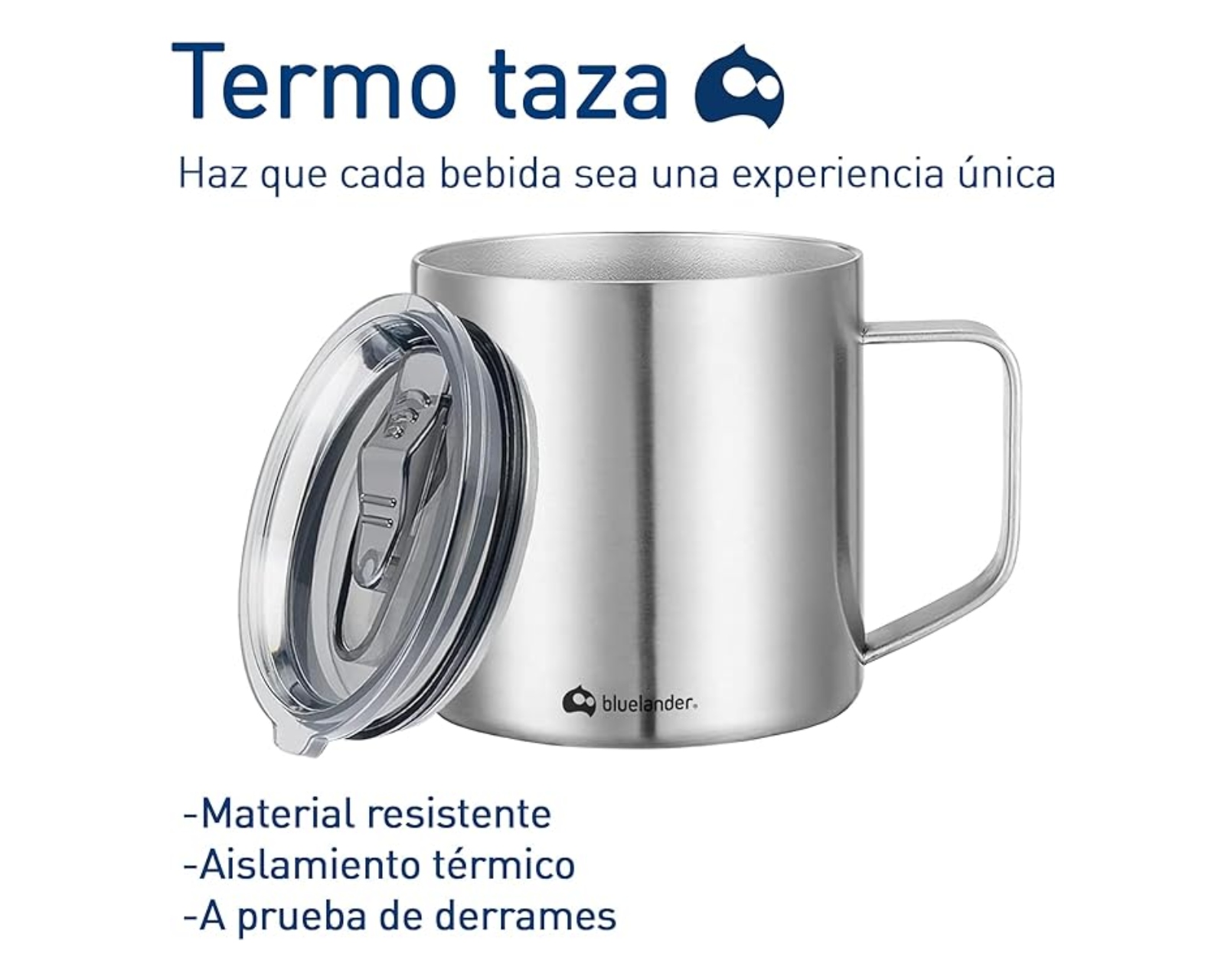 Foto 4 pulgar | Termo Taza para Café Bluelander 350ml color Plata Doble Pared Aislado Al Vacío con Tapa