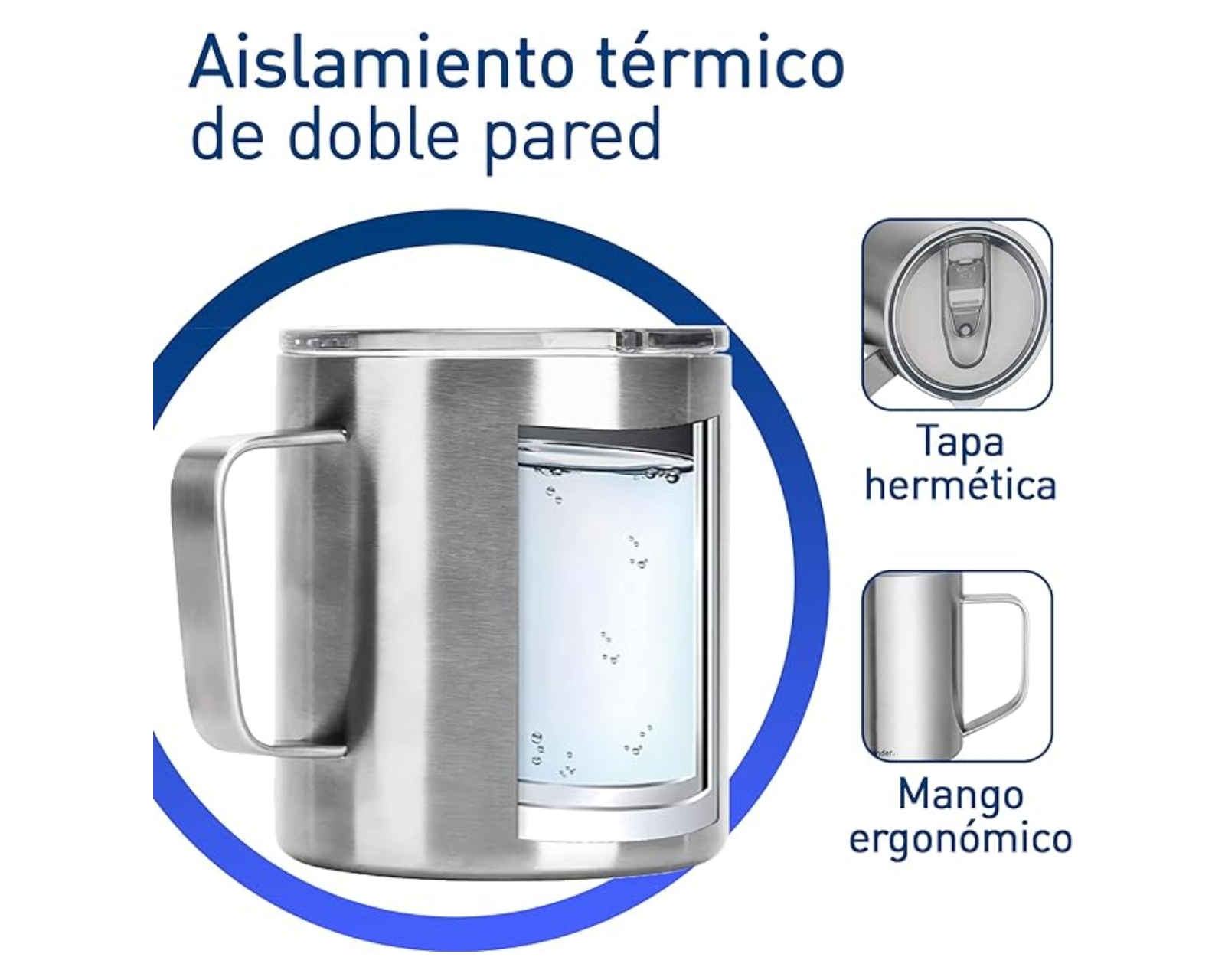 Foto 5 pulgar | Termo Taza para Café Bluelander 350ml color Plata Doble Pared Aislado Al Vacío con Tapa