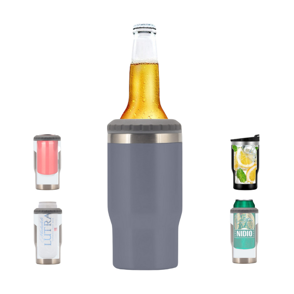 Foto 4 pulgar | Termo Origami Home Porta Botellas 2 En 1 Gris 14 Oz. Doble Capa