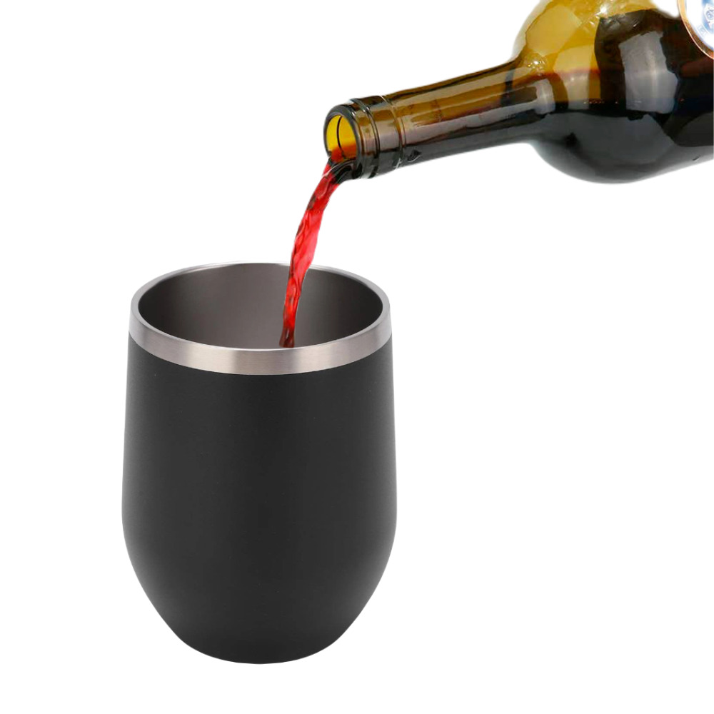 Foto 4 pulgar | Termo Origami Home Copa De Vino Negro  355 Ml Doble Capa