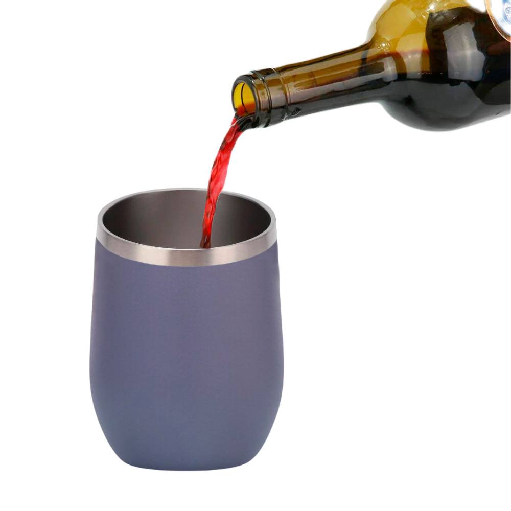 Foto 4 pulgar | Termo Origami Home Copa De Vino Gris 355 Ml Doble Capa