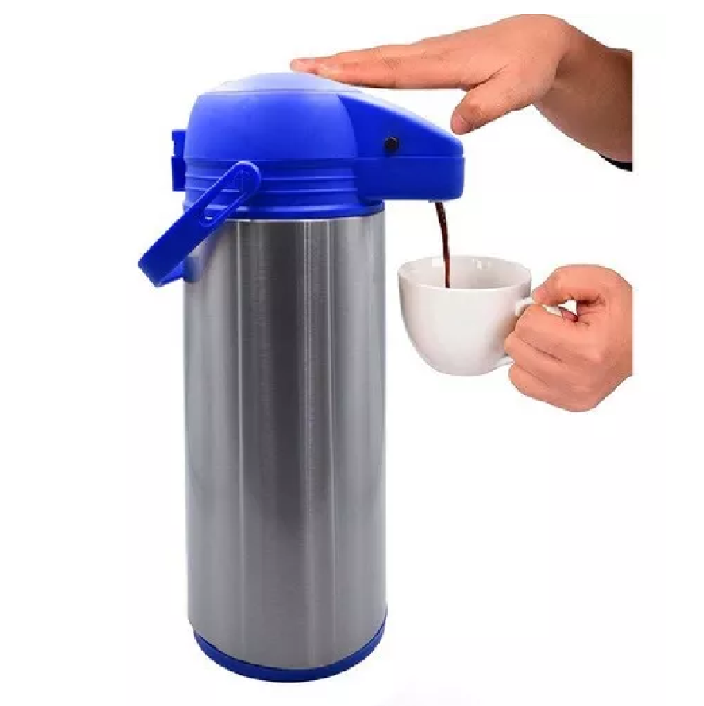 Foto 5 pulgar | Termo para Café BELUG color Plata y Azul Grande de Acero Inoxidable Dispensador 1.9 L