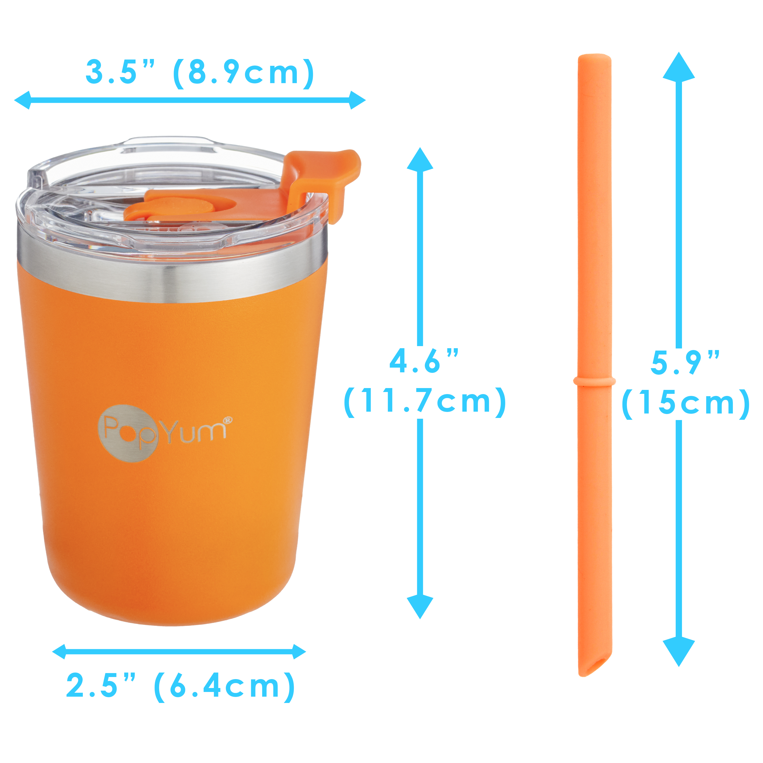 Foto 9 pulgar | Set de 2 Vasos Térmicos Popyum Infantiles de Acero Inoxidable con Tapa y Popote 9oz