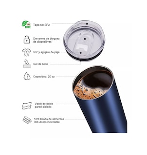 Foto 3 | Termo De 600ml Portátil De Acero Inoxidable Con Calor Y Frío Azul