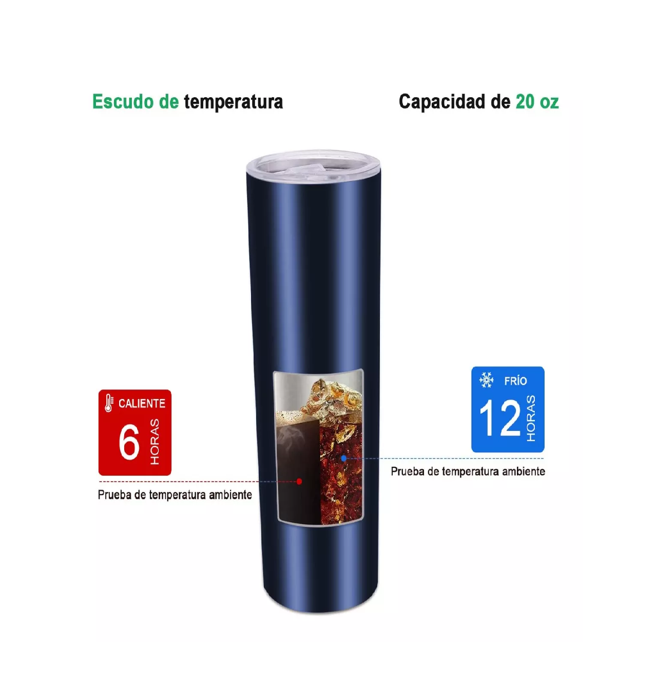 Foto 5 pulgar | Termo De 600ml Portátil De Acero Inoxidable Con Calor Y Frío Azul