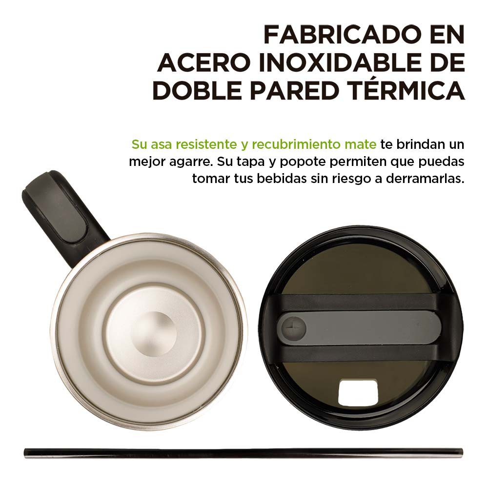 Foto 4 pulgar | Termo para Agua y Café de Viaje Acero Inox Doble Pared 1.2 L Hikeo Negro 83510-bl