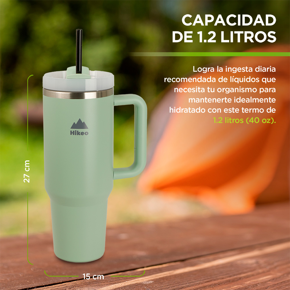 Foto 5 | Termo Hikeo color Verde de Acero Inoxidable 1.2 L