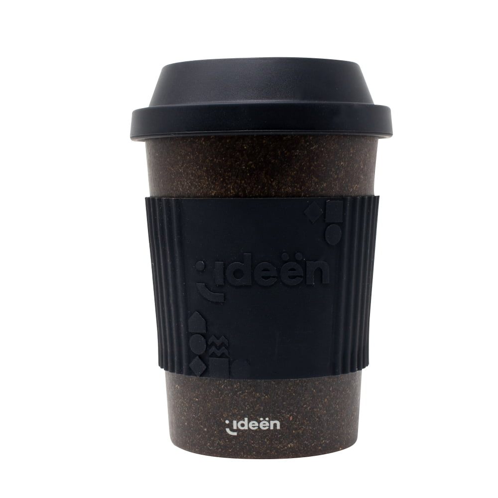 Foto 2 pulgar | Termo Ecofriendly con Agarradera y Tapa de Silicona Negro 300 Ml