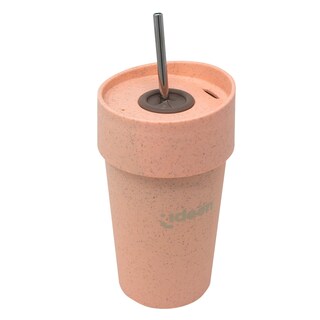 Foto 2 | Vaso Térmico Ideën Rosa Ecofriendly de Paja de Trigo con Popote 350 ml