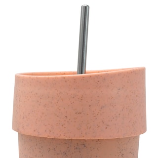 Foto 4 | Vaso Térmico Ideën Rosa Ecofriendly de Paja de Trigo con Popote 350 ml