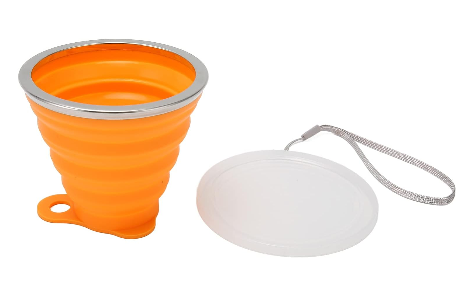 Foto 6 pulgar | Vaso De Silicona Plegable Con Tapa Y Correa Portátil 270 Ml, Color Naranja