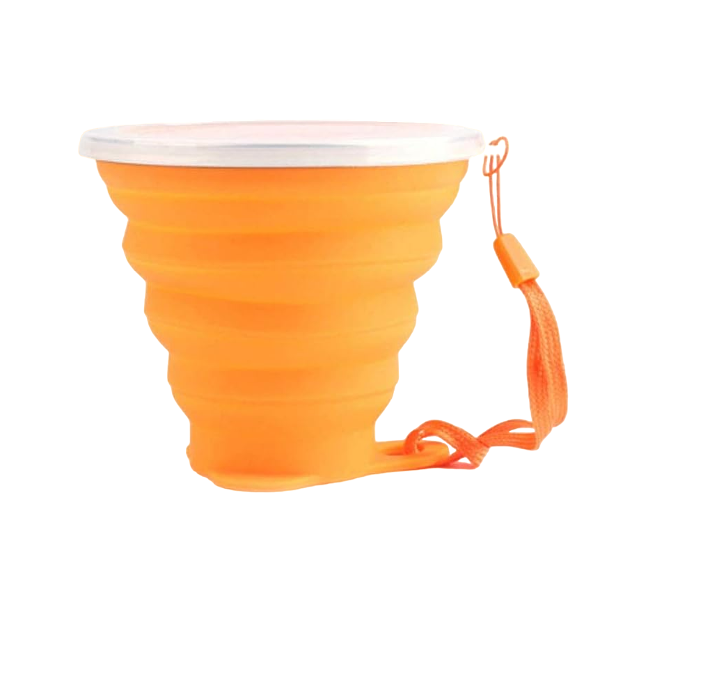 Foto 2 pulgar | Vaso De Silicona Plegable Con Tapa Y Correa Portátil 270 Ml, Color Naranja