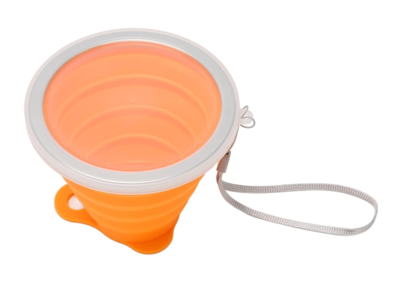 Foto 3 | Vaso De Silicona Plegable Con Tapa Y Correa Portátil 270 Ml, Color Naranja