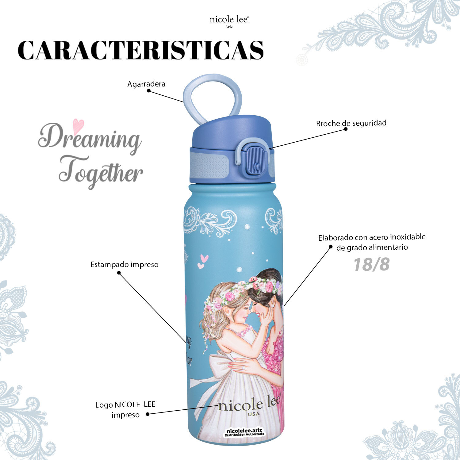 Foto 3 pulgar | Termo Nicole Lee  con Tapa Dreaming Together 600 ml